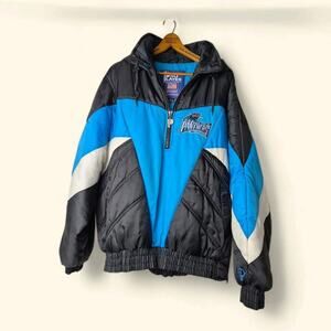 VINTAGE Pro Player Carolina Panthers Jacket Men's Large 1/2 Zip Pullover Puffer